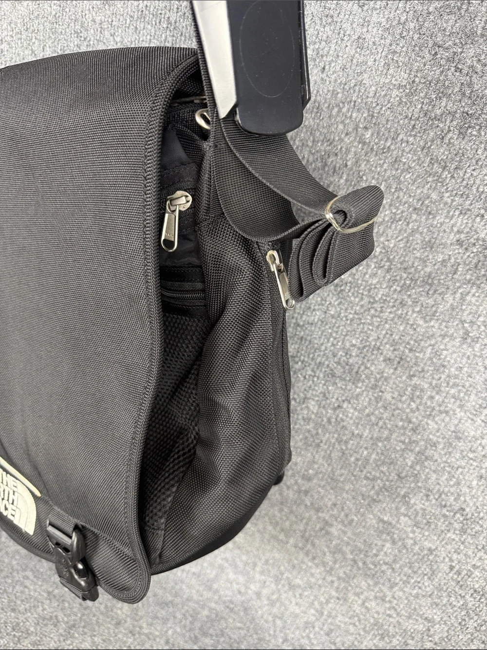 The North Face Black Messenger Bag with Reflective Accent. New!
